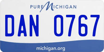 MI license plate DAN0767