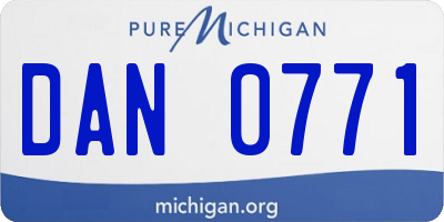 MI license plate DAN0771