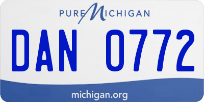 MI license plate DAN0772