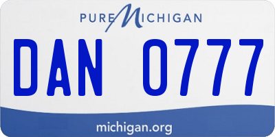 MI license plate DAN0777