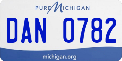 MI license plate DAN0782