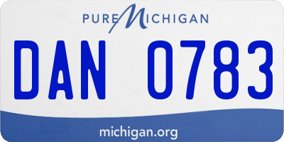 MI license plate DAN0783