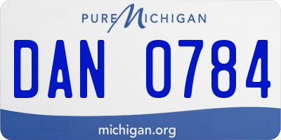 MI license plate DAN0784