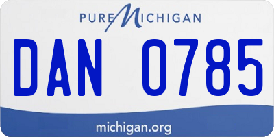 MI license plate DAN0785