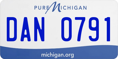 MI license plate DAN0791