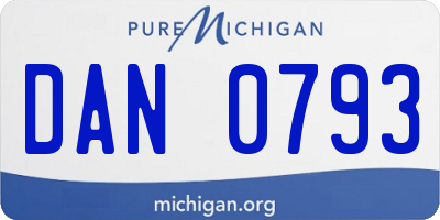 MI license plate DAN0793
