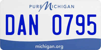 MI license plate DAN0795