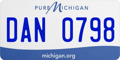 MI license plate DAN0798