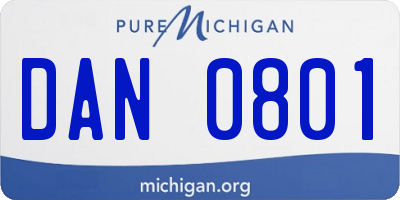 MI license plate DAN0801