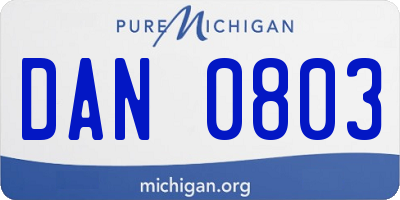 MI license plate DAN0803