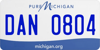 MI license plate DAN0804
