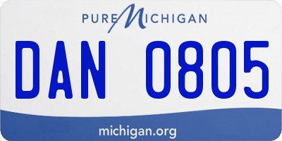 MI license plate DAN0805