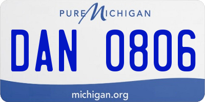 MI license plate DAN0806