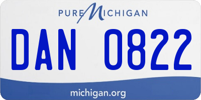 MI license plate DAN0822