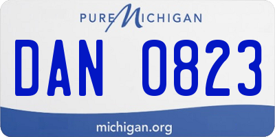 MI license plate DAN0823