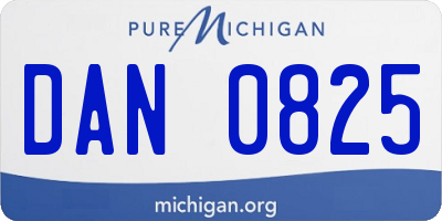 MI license plate DAN0825