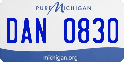 MI license plate DAN0830