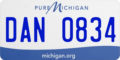 MI license plate DAN0834