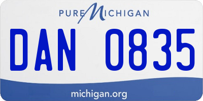 MI license plate DAN0835