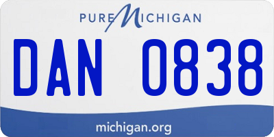 MI license plate DAN0838