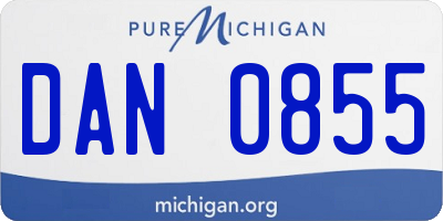 MI license plate DAN0855