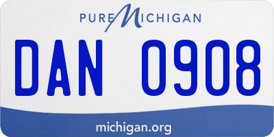 MI license plate DAN0908