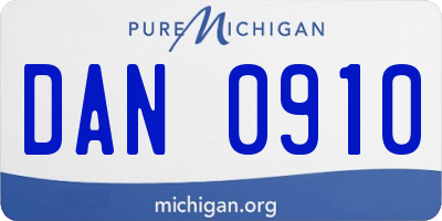 MI license plate DAN0910