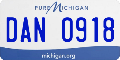 MI license plate DAN0918