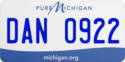MI license plate DAN0922