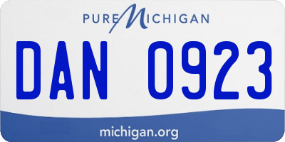 MI license plate DAN0923