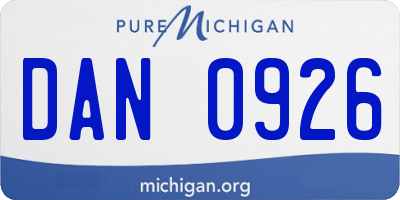 MI license plate DAN0926