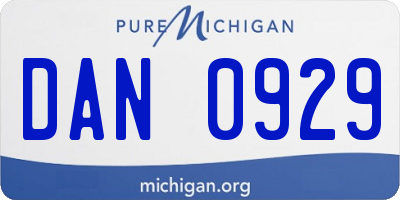 MI license plate DAN0929