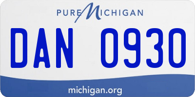 MI license plate DAN0930