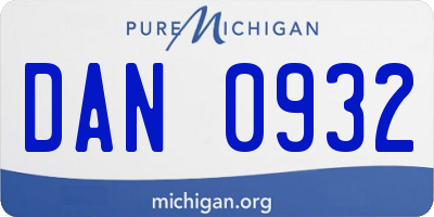 MI license plate DAN0932