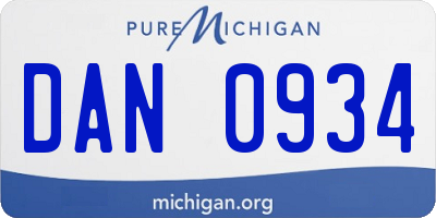 MI license plate DAN0934