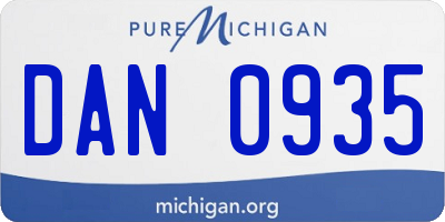 MI license plate DAN0935
