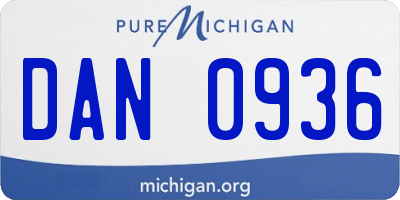 MI license plate DAN0936