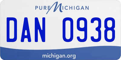 MI license plate DAN0938