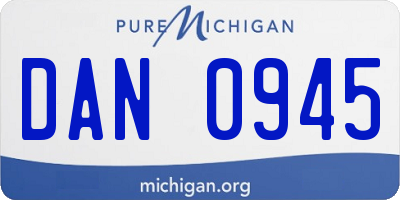 MI license plate DAN0945