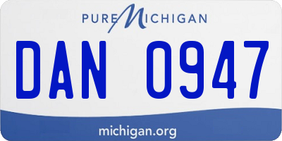 MI license plate DAN0947
