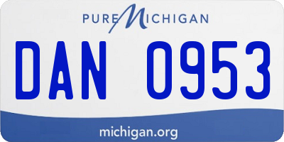 MI license plate DAN0953