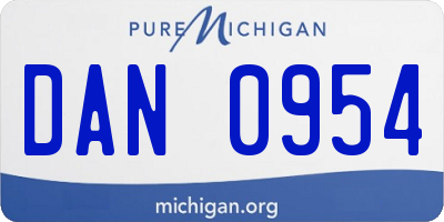 MI license plate DAN0954