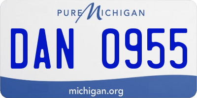 MI license plate DAN0955