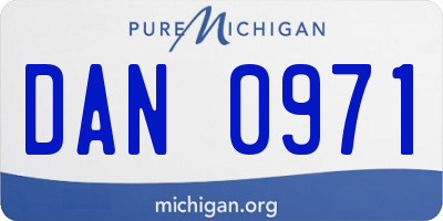 MI license plate DAN0971