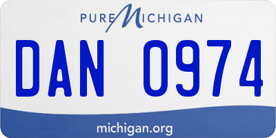 MI license plate DAN0974