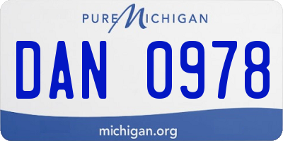 MI license plate DAN0978