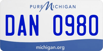 MI license plate DAN0980