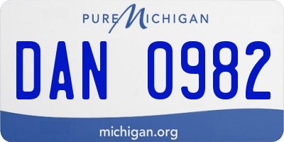 MI license plate DAN0982