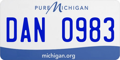 MI license plate DAN0983