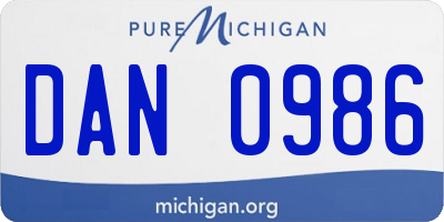 MI license plate DAN0986
